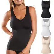 US Women Body Shaper Tummy Control Slim Camisole Cami Padded Bra Tank Tops Shirt