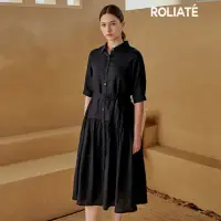 在飛比找momo購物網優惠-大碼福利ROLIATE亞麻寬鬆洋裝2件(U)