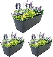 LeoLeozz Deck Railing Planter - Metal Plant Holder with Hooks Porch Decor | Wall Patio Indoor Gardening Holder for Home Garden Decor