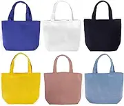 Pertion 6 Pack Small Canvas Tote Bags, 9x8x4inch Reusable Cotton Shopping Bags Bulk DIY Mini Tote Bag Gift Bags