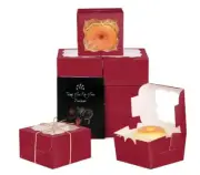 Bakery Boxes with Window 55pcs 4x4x2.5 Mini Cookie Boxes Macaron Box. Wine Color