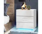 Bedside Table LED 3 Drawers - MORI White
