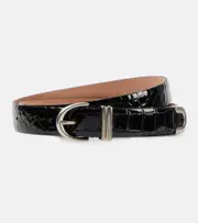 [Khaite] Khaite Bambi croc-effect patent leather belt Inch 35.5 black