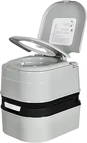 [YITAMOTOR] Portable Toilet Camping Porta Potty with Paper Collection 6.34 Gallon, Indoor Outdoor RV Toilet with Handle Pump, Leak-Proof OutdoorToilet for RV Travel, Boat, Trips, Grey