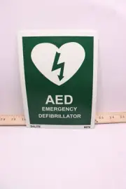 (5-Pk) AED Emergency Defibrillator Sign 8" H x 8" W PSP721