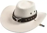 YFVFAGDMKV Classic Western Cowboy Hat Artificial Suede Western Cowboy Hats Vintage Big-Edge Gentleman Cowgirl Jazz Hat(2)