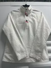 EDDIE BAUER Womens Size XS White 1/4 Zip Long Sleeve Fleece Jacket NEW A2.79