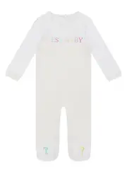 GUESS Salt White Coloured Logo Overall Onesie Size: 0/3M, Cotton