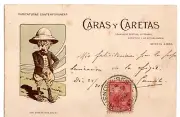 Post card Argentina, contemporary cartoons Sir Tomas Holdich, used