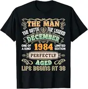 [X.Style] The Man Myth Legend Made in December 1984 38th Birthday 38 ds1512 T-Shirt (M) Black