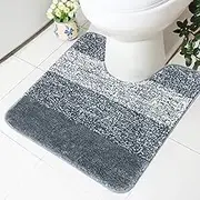 famibay Toilet Mats Pedestal Only Bathroom Pedestal Mats Non Slip Washable U Shape Bath Mats Super Absorbent WC Toilet Rugs for Bathroom Floor