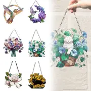 Hummingbird Colorful Acrylic Window Hanging Stained Glass Panels Window & Wall
