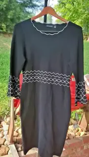 Nina Leonard Black Bell Sleeve Shift Dress Women’s Medium