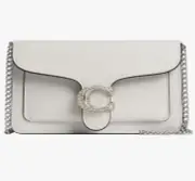 Coach Tabby Small Leather Chain Clutch-Rhinestone Clasp CX245 LH/Chalk NWT $325