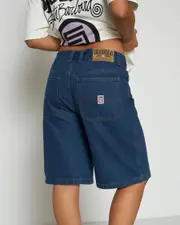 [S-Double] S-Double Women's Denim Standard Shorts in Mid Blue Size 30 30 Mid Blue