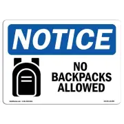 OSHA Notice Signs - No Backpacks Allowed Sign with Symbol | Extremely Durable...