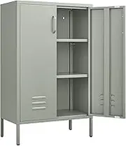 IRONFFICE Sideboard Buffet Cabinet,Locker Cabinet with Adjustable Shelves,Green Cabinets for Living Room