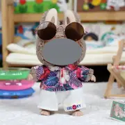 Labubu Baby Clothes 17cm Labubu Cloth Clothes Heartbeat Macaron Vinyl Face Doll Baby Clothes Replacement——style:Colorful Two Piece Set