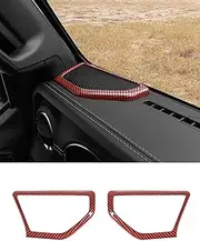 Savadicar Red Carbon Fiber Interior Accessories - Dashboard Speaker Trim Cover for 2018-Present Jeep Wrangler JL JLU 4XE & Gladiator JT - Premium Texture Interior Decor Upgrade Option, 2-Piece