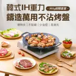 【ROYAL LIFE】韓式IH重力鑄造萬用不沾烤盤-特大款 2入組(圓形麥飯石雙耳 露營煎炒 韓式烤盤 鑄造烤盤)