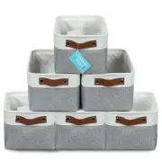 Small Fabric Storage Bins for Shelves 6 Pack, 12x8in Closet Storage Bins for ...