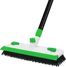 Floor Grout Scrub Brush with Squeegee 3 in 1, 55'' Extendable Long Handle Floor