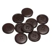 30pcs Wooden Sewing Button 28mm 4 Holes Round Craft Buttons, Dark Brown