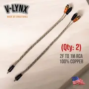 VLYNX 2 RCA2F1M RCA Splitter 2 Female to 1 Male Y Connector Car Home Audio Cable