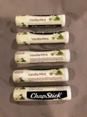 ~ 5 Tubes Sealed New Chapstick Vanilla Mint Lip Balm .15 Oz ~