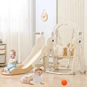 Kids Slide and Swing Set, 4in1 Toddler Slide Playset with Adjustable Swing w/...