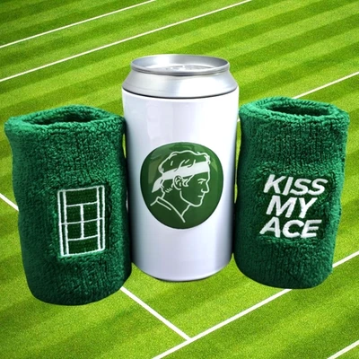 Embroidered "KISS MY ACE" Pair of 3.9'' Wristbands/Roger Federer Inspired -Green