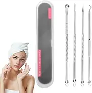 Pimple Extractor Tool - Pimple Removal Tools | Stainless Steel Pimples Extractors With Cases, Professional Skin Zit Blemish Whitehead Popping Removing Tools For Nose And Face