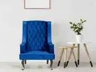 Janet Chesterfield High Back Wing Chair In Velvet Fabric Modern Comfortable Seat