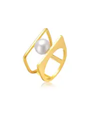Genevive 14K Over Silver 6.8mm Pearl Ring