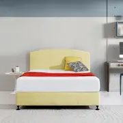 Linen Fabric Queen Bed Curved Headboard Bedhead - Sulfur Yellow
