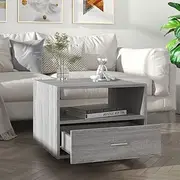 Coffee Table Grey, Sonoma Engineered Wood with Drawers, Storage and Wheels - Low Square Tables for Living Room, Small Spaces, Center, Tea, Bedroom, Furniture