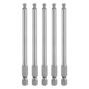 5pcs Ball End Hex Screwdriver Bit 4mm (H4.0) Magnetic Tip 1/4" Hex Shank 4"