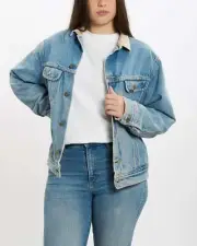 Vintage 80s Lee 'Storm Rider' Sherpa Lined Denim Jacket M