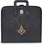 Masonic Black Master Mason Soft Apron Case - Blue Lodge MM/WM Provincial (Size 16/18) with Elegant Embroidery, Black