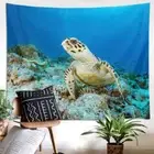 Blue Deep Sea Turtle 3D Wall Hang Cloth Tapestry Fabric Decorations Decor
