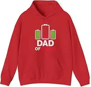 [Sumairah] Dad of 2 Boys Low Battery Son Dad Funny Fathers Day Hoodie for Men(Red, Large)