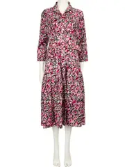 Abstract Pattern Belted Midi Dress