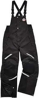 Ergodyne N-Ferno 6471 Heavy Duty Insulated Bib Overalls, Winter Workwear, 3M Thinsulate, Removable Knee/Shin Pads,Black, Large