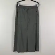 American Eagle Cargo Maxi Skirt Size 8 Drawstring Waist Pockets Green Gray