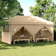Generic Foldable Party Tent Pop-Up with 4 Sidewalls Beige,4004951