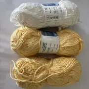 3 skeins FIDJI yarn 55/45 Cotton/Acrylic Sweden 50g, 127 M 2 Yellow 1 Off white