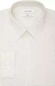 Calvin Klein Men's Dress Shirt Non Iron Stretch Slim Fit Print, 14.5, 32-33, S