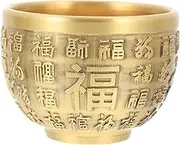 OFFSCH Gold Brass Wealth Bowl Chinese Treasure Basin Money Offering Bowl for Home Office Decor Tabletop Adornment with Fine Workmanship Brings Luck and Prosperity