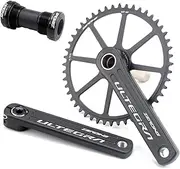Bicycle Crankset, Bike Crankeset with Bottom Bracket 40/42/44/46/48/50T Hollow Integrated Aluminum Alloy Chainring Crankset 172.5mm GXP Crank Arm Set for Road Bike