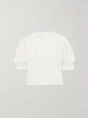 [Chloé] Chloé - Pointelle-knit Wool-blend Top - White - large large White